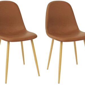 CangLong Washable PU Cushion Seat Back, Mid Century Metal Legs for Kitchen Dining Room Side Chair