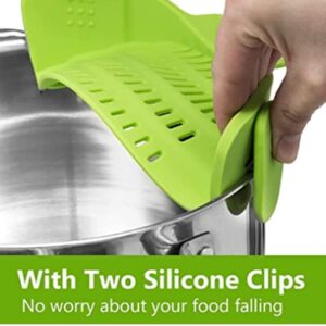 Kitchen Gizmo Snap N Strain Adjustable Silicone Clip On Strainer for Pots, Pans and Bowls – Lime Green