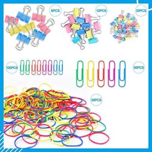 Binder Clips Paper Clips, Sopito 300pcs Colored Office Clips Set with Paper Clamps Paperclips