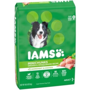 IAMS Adult Minichunks Small Kibble High Protein Dry Dog Food With Real Chicken, 40 Lb. Bag