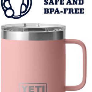 YETI Rambler 10 oz Stackable Mug, Stainless Steel, Vacuum Insulated with MagSlider Lid, Sandstone Pink