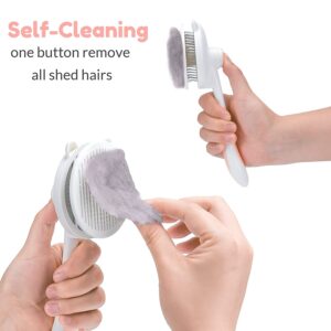 Cat Dog Brush for Shedding and Grooming,Self Cleaning Slicker Comb,Removes Undercoat,Shed Fur and Tangled Hairs