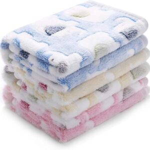 1 Pack 3 Blankets Super Soft Fluffy Premium Cute Elephant Pattern Pet Blanket Flannel Throw for Dog Puppy Cat