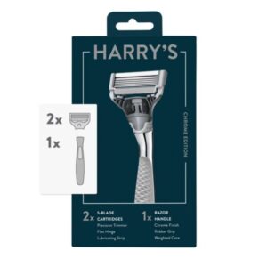 Harry’s Men’s Razor: 1 Chrome Edition Handle + 2 Razor Blade Refills for beauty and personal care