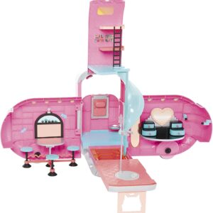 Fashion Camper Doll Playset with 55+ Surprises, Fully-Furnished with Light Up Pool, Water Slide, Bunk Beds, Cafe,