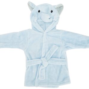 Hudson Baby Unisex Baby Plush Animal Face Robe, Blue Elephant, One Size, 0-9 Months