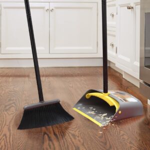 Broom and Dustpan Set for Home/Dustpan and Broom Combo Set,Standing Dustpan Dust Pan