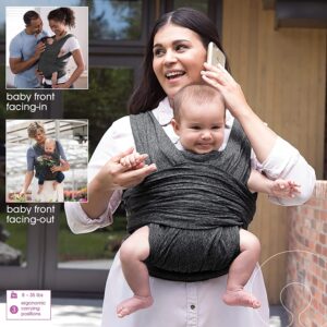 Boppy Baby Carrier-ComfyFit | Heathered Gray with Waist Pocket | Hybrid Wrap | 3 Carrying Positions