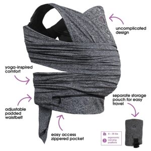 Boppy Baby Carrier-ComfyFit | Heathered Gray with Waist Pocket | Hybrid Wrap | 3 Carrying Positions