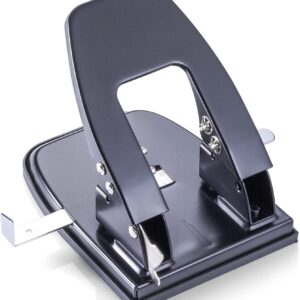 Officemate Deluxe 2-Hole Punch with Chip Drawer, 50 Sheet Capacity, Silver/Navy (90101)