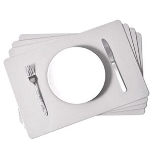 PU Leather Place Mats Grey Set Of 4 Washable Waterproof Table Mats for kitchen and dining