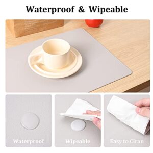 PU Leather Place Mats Grey Set Of 4 Washable Waterproof Table Mats for kitchen and dining