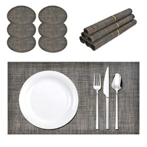 12PCS Placemats And Coaster Set, Table Place Mats Non-Slip Heat-Resistant