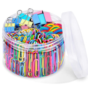 Binder Clips Paper Clips, Sopito 300pcs Colored Office Clips Set with Paper Clamps Paperclips