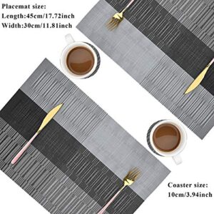 Pesonlook 12Pcs Placemats Heat-Resistant PVC Table Place Mats Woven for kitchen and dining