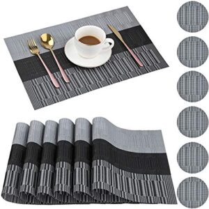 Pesonlook 12Pcs Placemats Heat-Resistant PVC Table Place Mats Woven for kitchen and dining