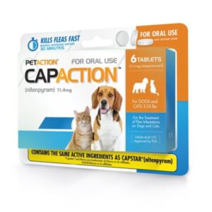 CapAction Fast Acting Flea Treatment For Small Dogs & Cats, 6 Tablets for animals